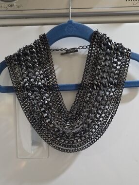 Multi-Strand Gunmetal Chain Statement Necklace - Women Accessories